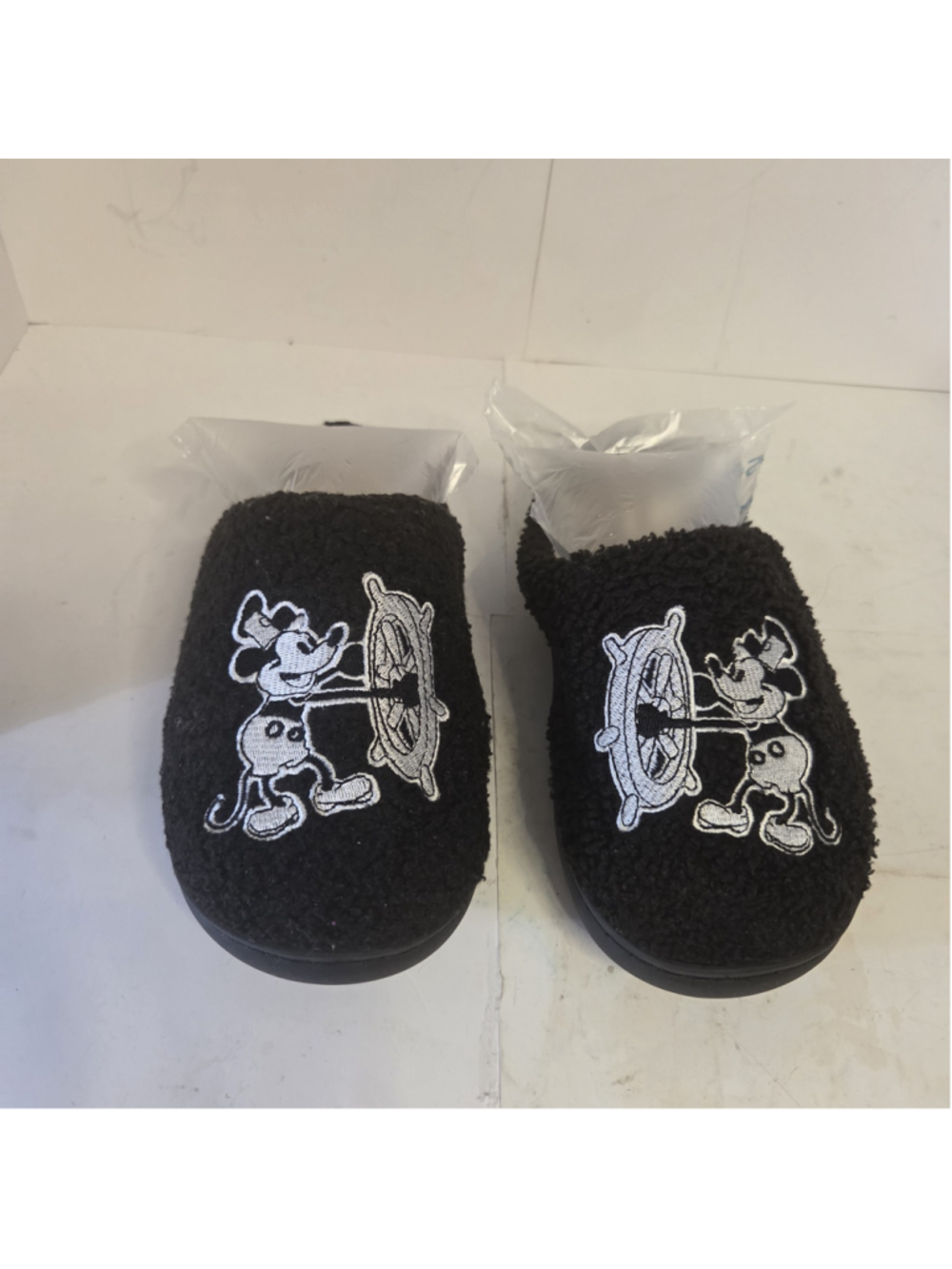 Women's Disney Mickey Mouse Slippers Black White Size 38/39